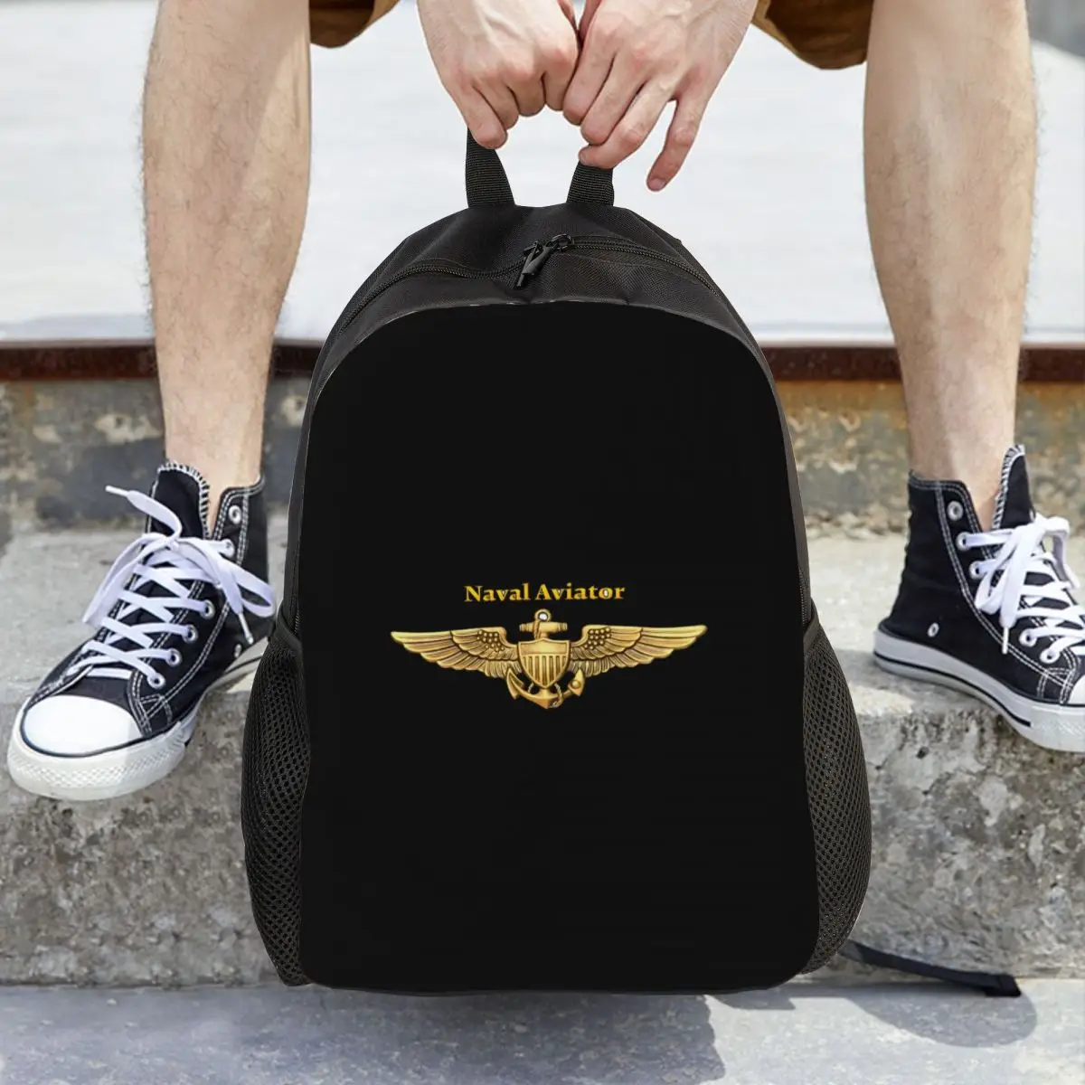 

Navy Aviator Wings Backpack Daypack Large Capacity Kids BookBag School Bag Shoulder Bags for Men Women