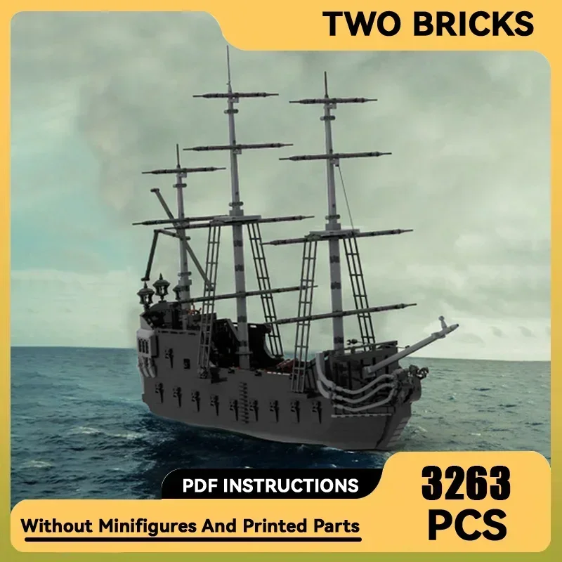 Modelo de barco pirata negro clásico, ladrillos de construcción Moc, tecnología de transporte marino, bloques modulares, regalo, juguete de Navidad, conjuntos DIY de montaje