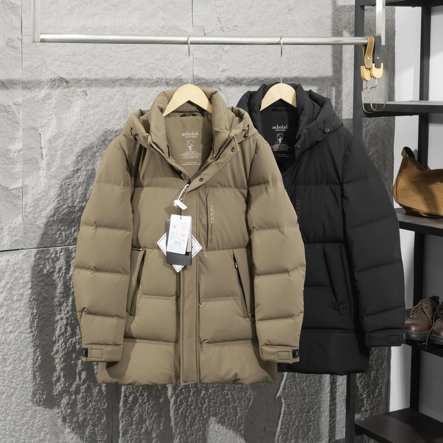 

Thickened Heavyweight Warm 90 Duck down Winter Men's Thermal Reflective Commute Hooded Jacket Waterproof Windproof Coat