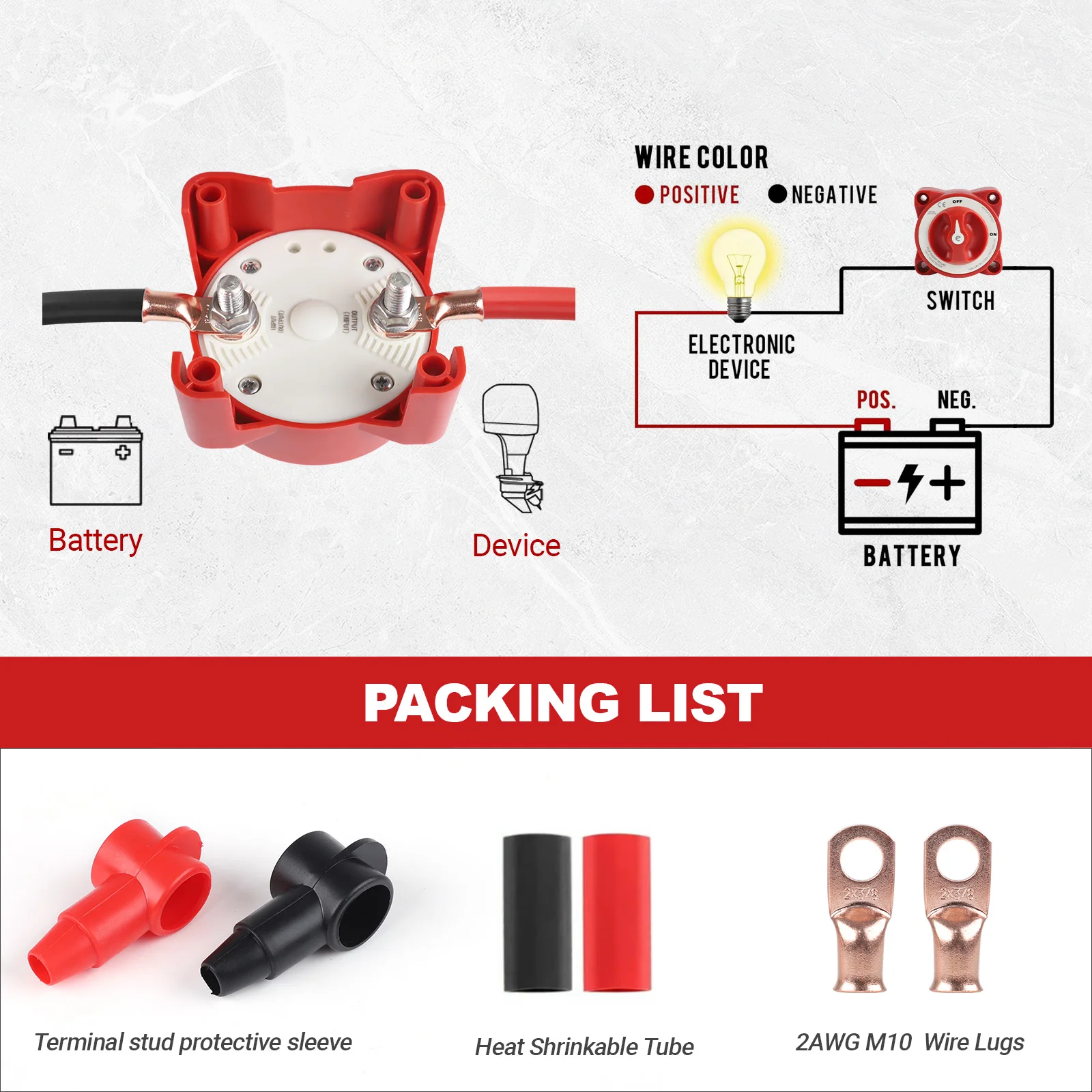 

2 Position With Waterproof Covers 3/8" - 16 (M10) e-Series On Off Battery Switch 48V DC 350A for Camper RV Truck Boat Caravan