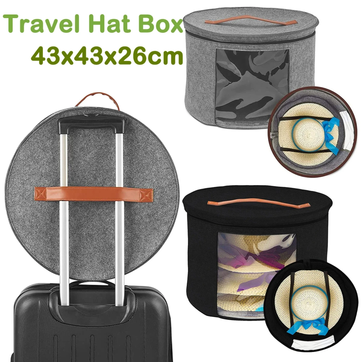 Large Capacity Round Foldable Felt Dust-Proof Travel Hat Organizer Multifunctional Clothes Sundries Box