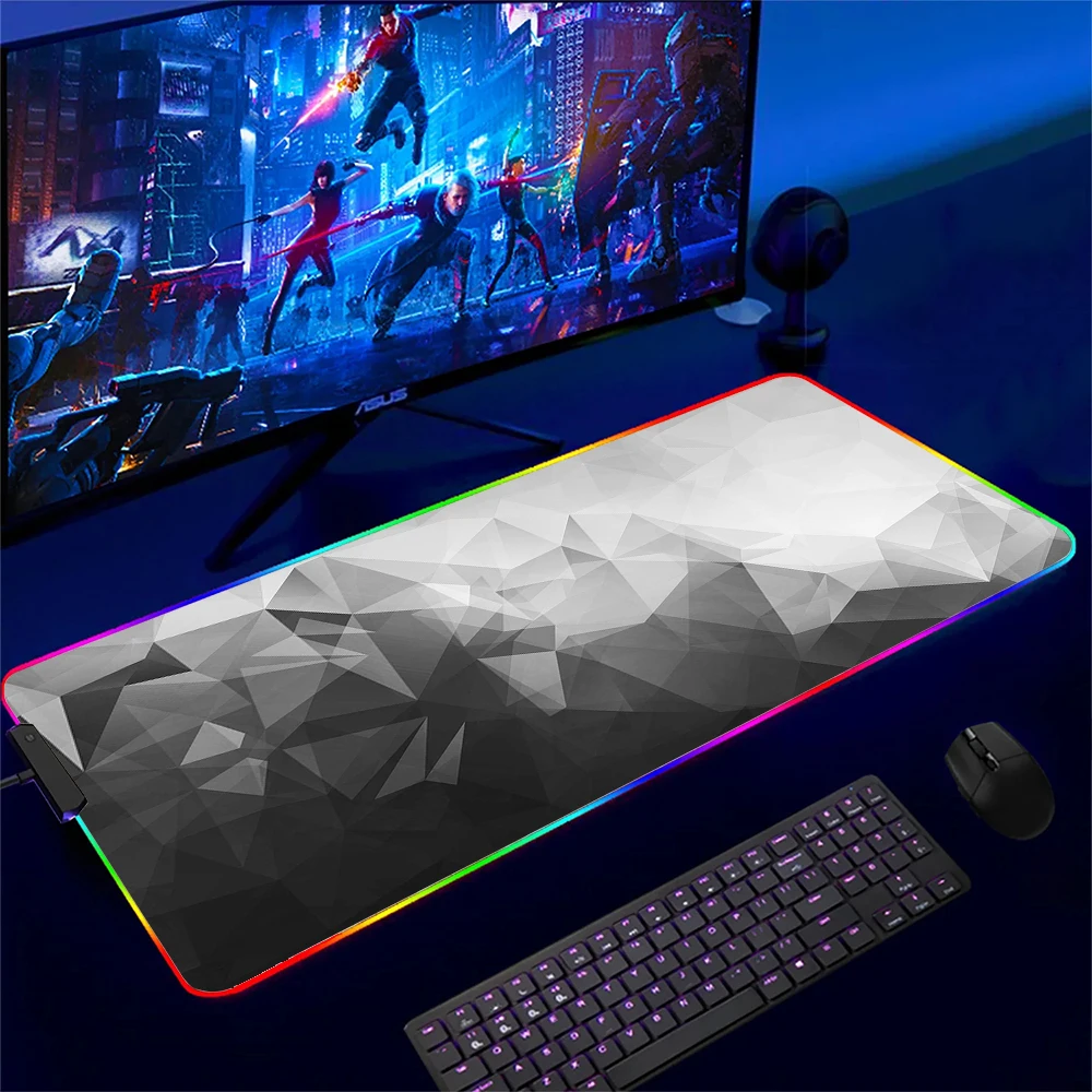 RGB Mouse Pad Gamer Large Gaming Mousepad HD Print LED Mouse Mat Art Computer Desk Mat XXL Office Keyboard Pad Rubber Table Mats