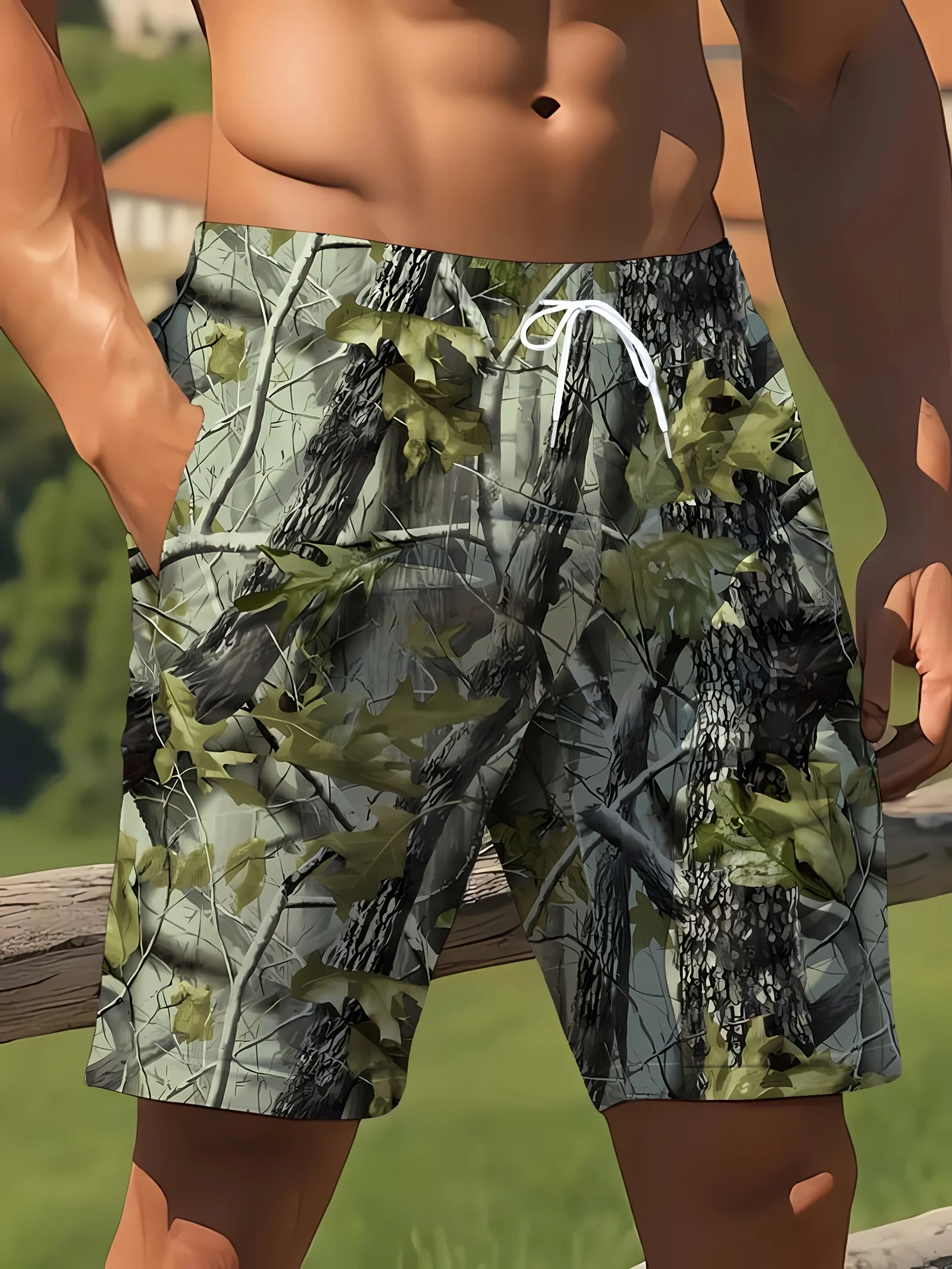 

2026 Summer Hot Selling New Forest Leaf Vacation 3D Printing Fashionable Outdoor Breathable Quick Drying Street Y2K Shorts