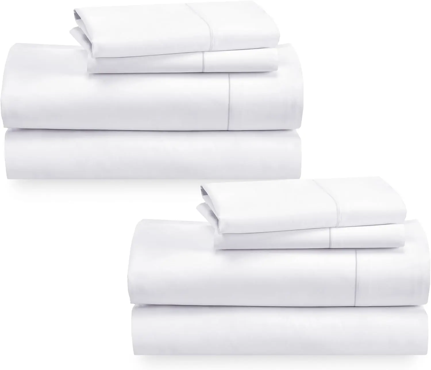 

100% Cotton Sateen Extra Soft, Breathable & Cooling Sheets, Wrinkle Resistant 2 Sets of Deep Pocket Bed Sheets - Bright White