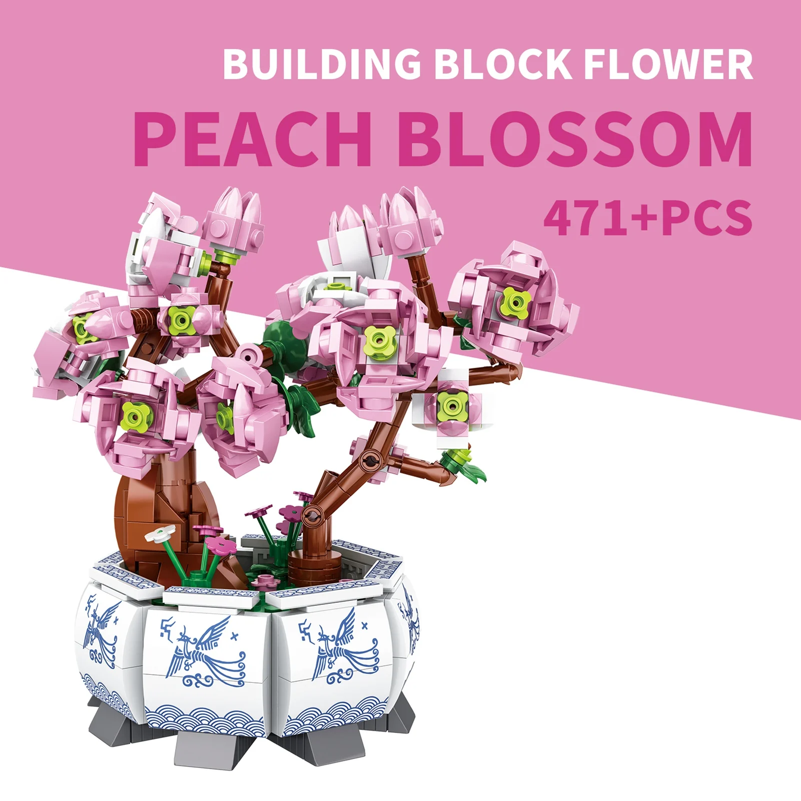 NIEUW Perzikbloesem Bonsai Boom Bouwsteenset Levensecht Eenvoudig te monteren Educatief bouwstenen Model Speelgoed voor kinderen en volwassenen