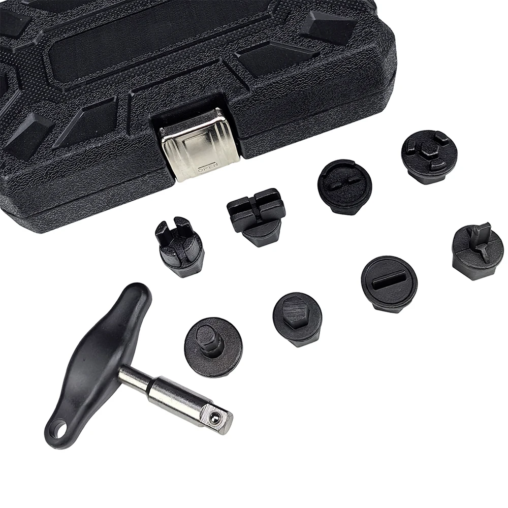 9 قطعة البلاستيك النفط عموم قابس التصريف أداة مجموعة لفورد VW أودي و BMW 3/8 "T-مقبض مع 8 محولات أدوات إصلاح السيارات #3