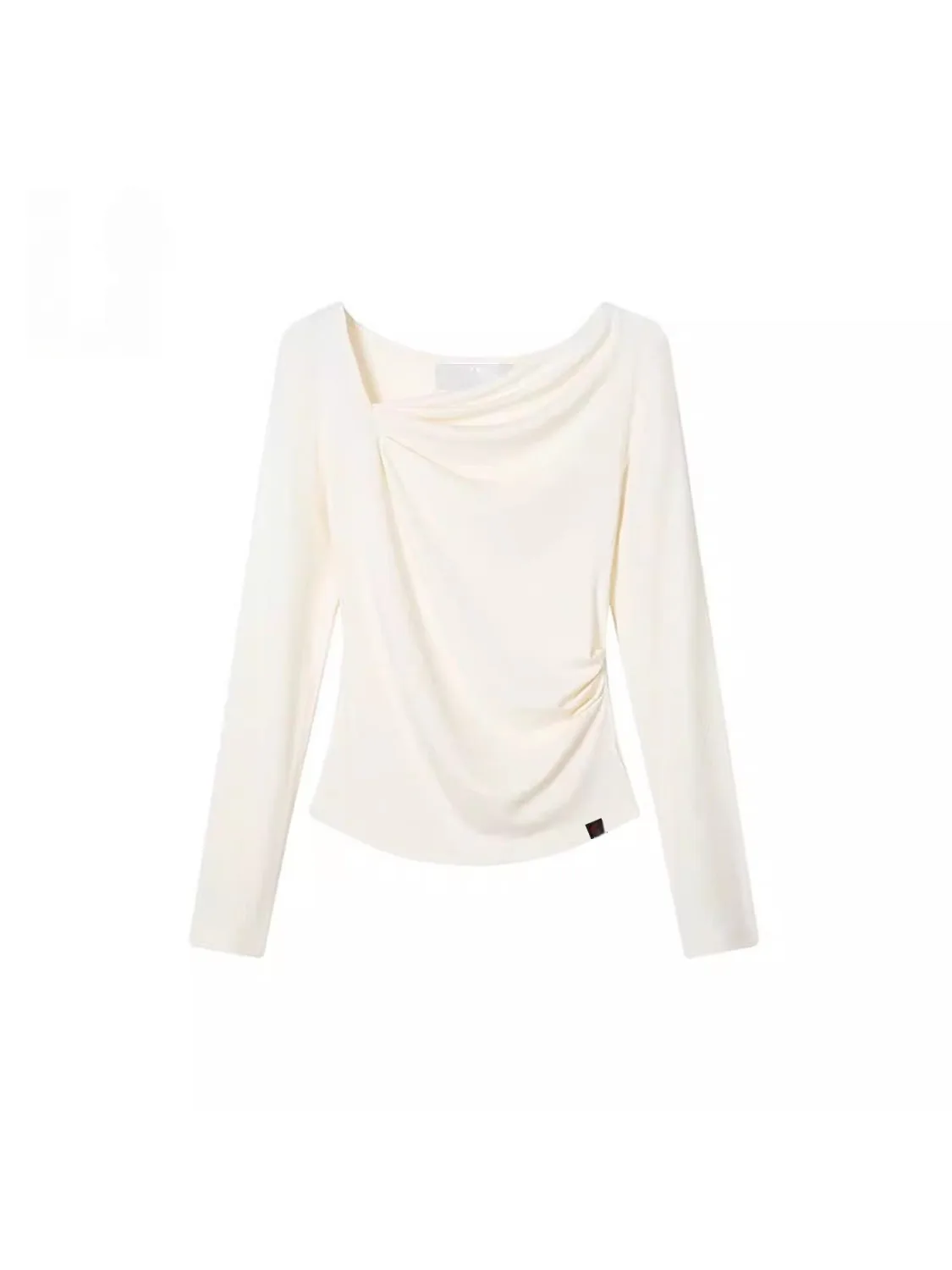 

Женская футболка свободного кроя с длинным рукавом, весна-лето, новинка, базовый топ в корейском стиле с диагональным воротником