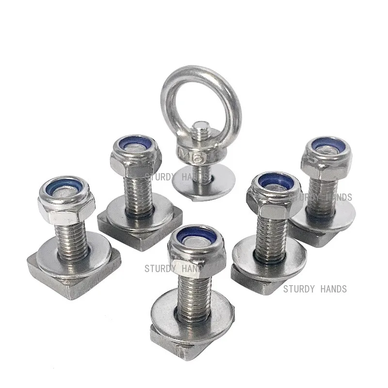 2pcs T-Shaped Screw Side Tent Crossbar Luggage Rack Slide Rail Roof Platform Expansion Eyebolt Bracket