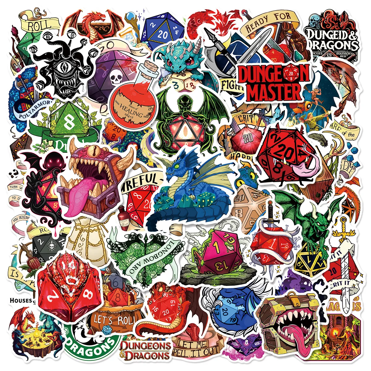 

50-Pack Cartoon Dinosaur Stickers Students Luggage Water Bottles Notebooks Car Decoration Waterproof Decals