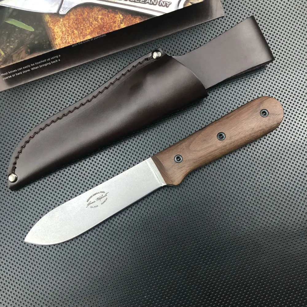 Trskt BECKER KEPHART BK62 Hunting Knife,Outdoor Camping Knives,1095 CroVan Steel Wood Handle ,With Leather Sheath Dropshipping