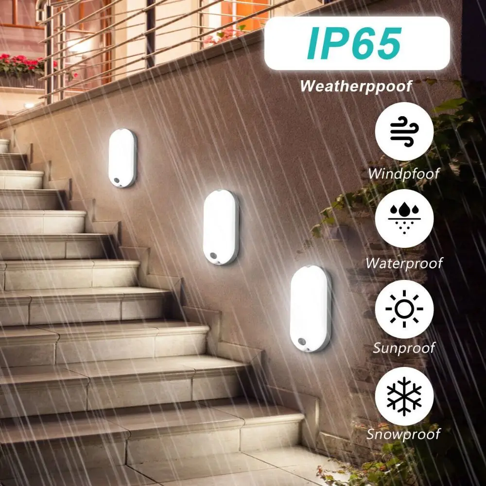 

Outdoor Plastic LED Motion PIR Sensor Lights White Light IP65 Security Wall Light 20W Energy Saving Garden Path Lamp