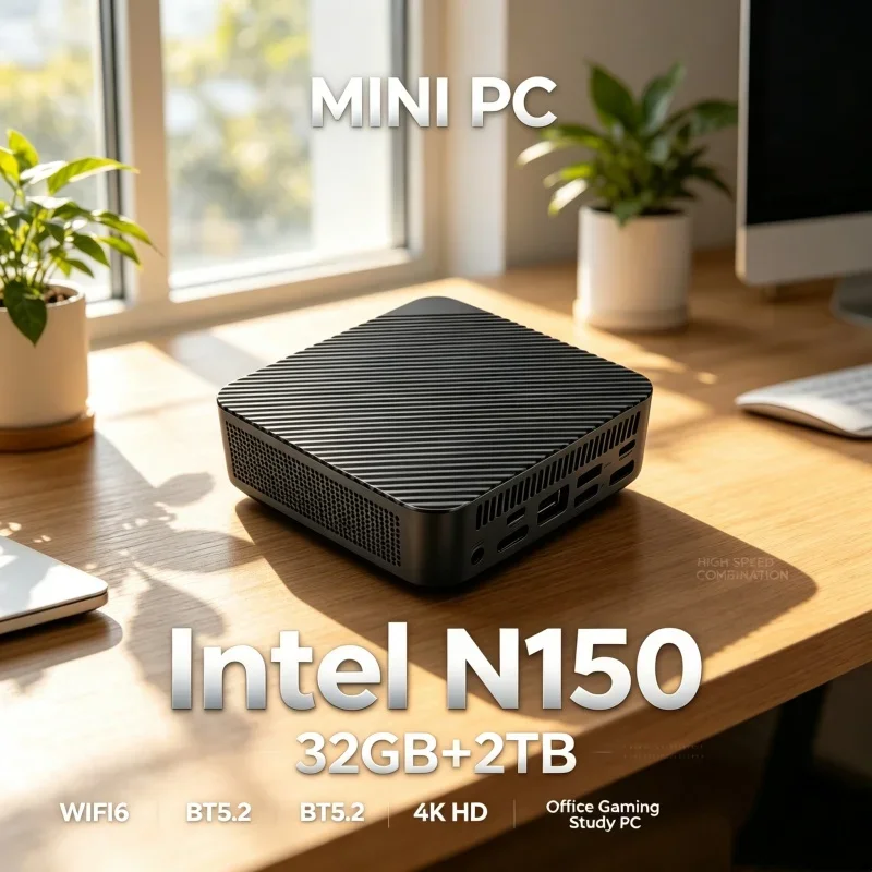 Intel Core N150 Windows 11 Light Pc Computer 16GB RAM 1/2TB SSD WIFI 6 BT5.2 4K 60Hz HD Daily-Use Gaming Office Study Pc