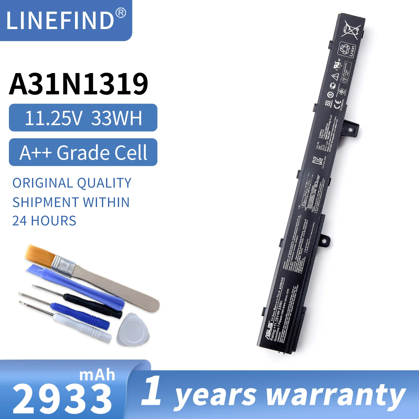 

Laptop Battery A31N1319 0B110-00250100 A41N1308 for Asus X551 X551C X551CA X551M X551MA X551MAV-RCLN06 A31LJ91 A41N1308 X45LI9C