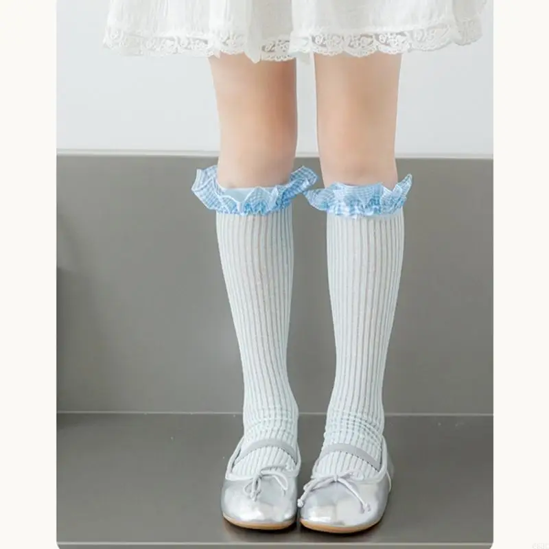 C63C 1 زوج تحت الركبة الجوارب للأطفال الرضع متقلب الدانتيل الفتيات الجوارب سن 3-13Y #5