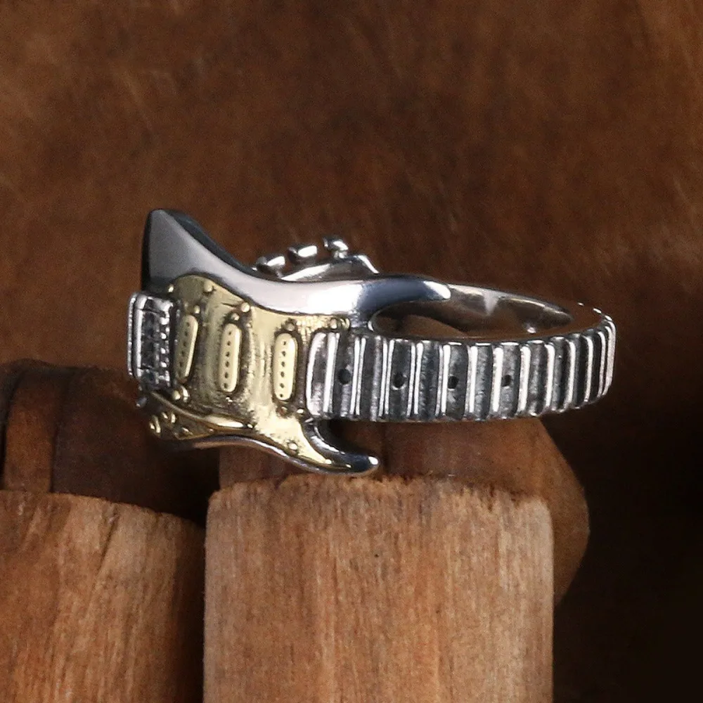 Men's Rings Electric Guitar Rock Punk Style Women's Hip Hop Adjustable Rings Men's Women's Niche Party Trend Decorative Jewelry