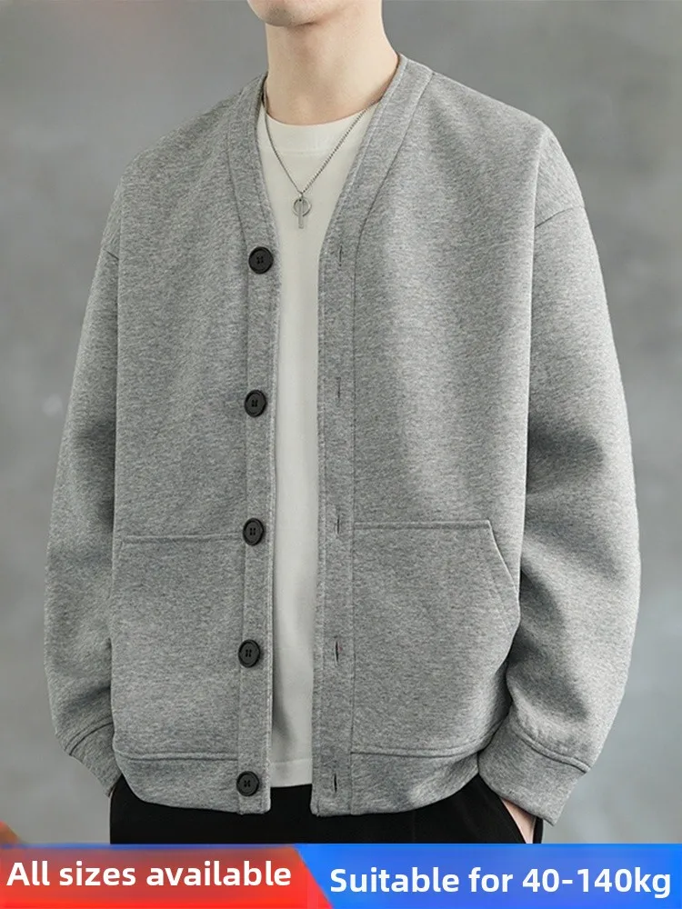 

Мужской кардиган-свитшот Mo Cha: модный оверсайз, весна-осень, новинка, свободный крой, повседневный, цветной, с V-образным вырезом, на пуговицах