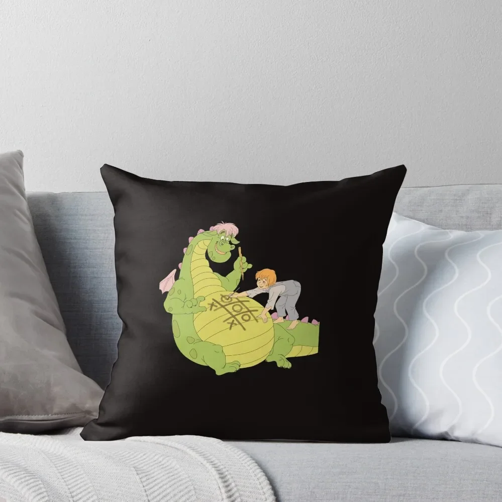 Pete's Dragon Pete and Elliott Play Tic-tac-toe Vintage Fan Art Throw Pillow Pillow Case Marble Cushion Cover pillow