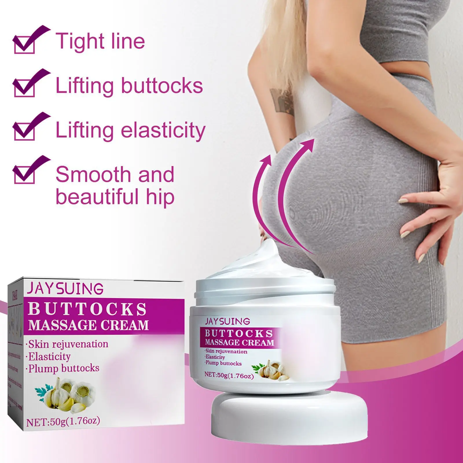 Garlic Buttock Lifting Cream Firming Lift Hip Tight Line Increase Skin Elasticity Butt Shaping S Curved Smooth Buttock Treatment