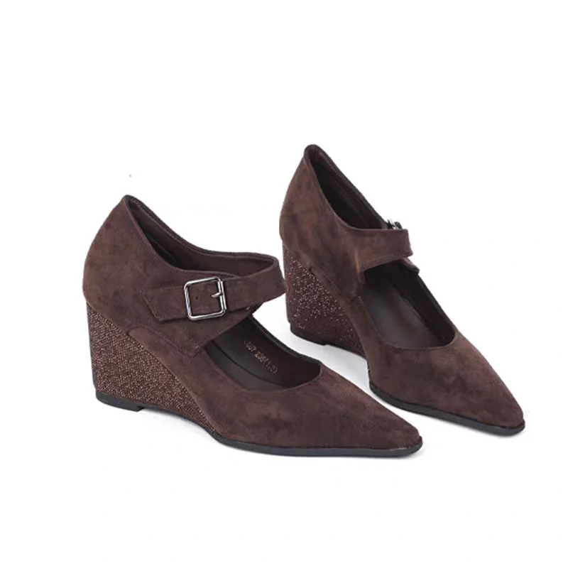 أشار تو أسافين أحذية نسائية أنيقة بكعب أحذية فاخرة 2025 الخريف موضة مضخات فستان أحذية الاتجاه الجديد Mujer Sandalias