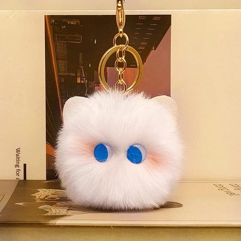 

Cute Cat Plush Keychain, Soft Stuffed Animal Keyring Pendant for Backpack Bag, Kawaii Doll Gift for Kids Women, 1pc