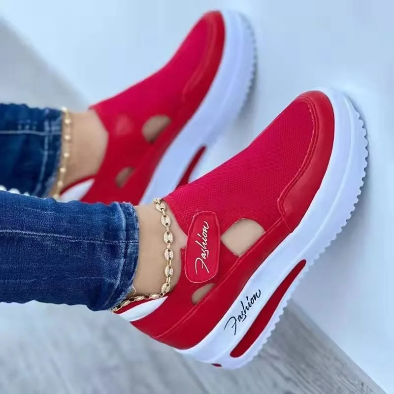 Women Red Sneakers Tennis Canvas Shoe Female Casual Sport Platform Sneaker