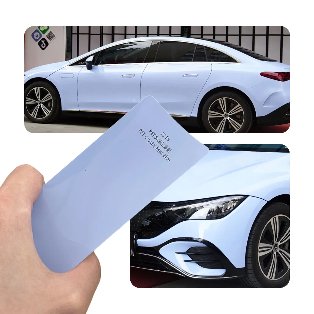 Soft Gloss Crystal Mist Blue PET Car Wrap Wear Resistant Anti Fade Easy Install Removable Auto Exterior Beauty Protective Film