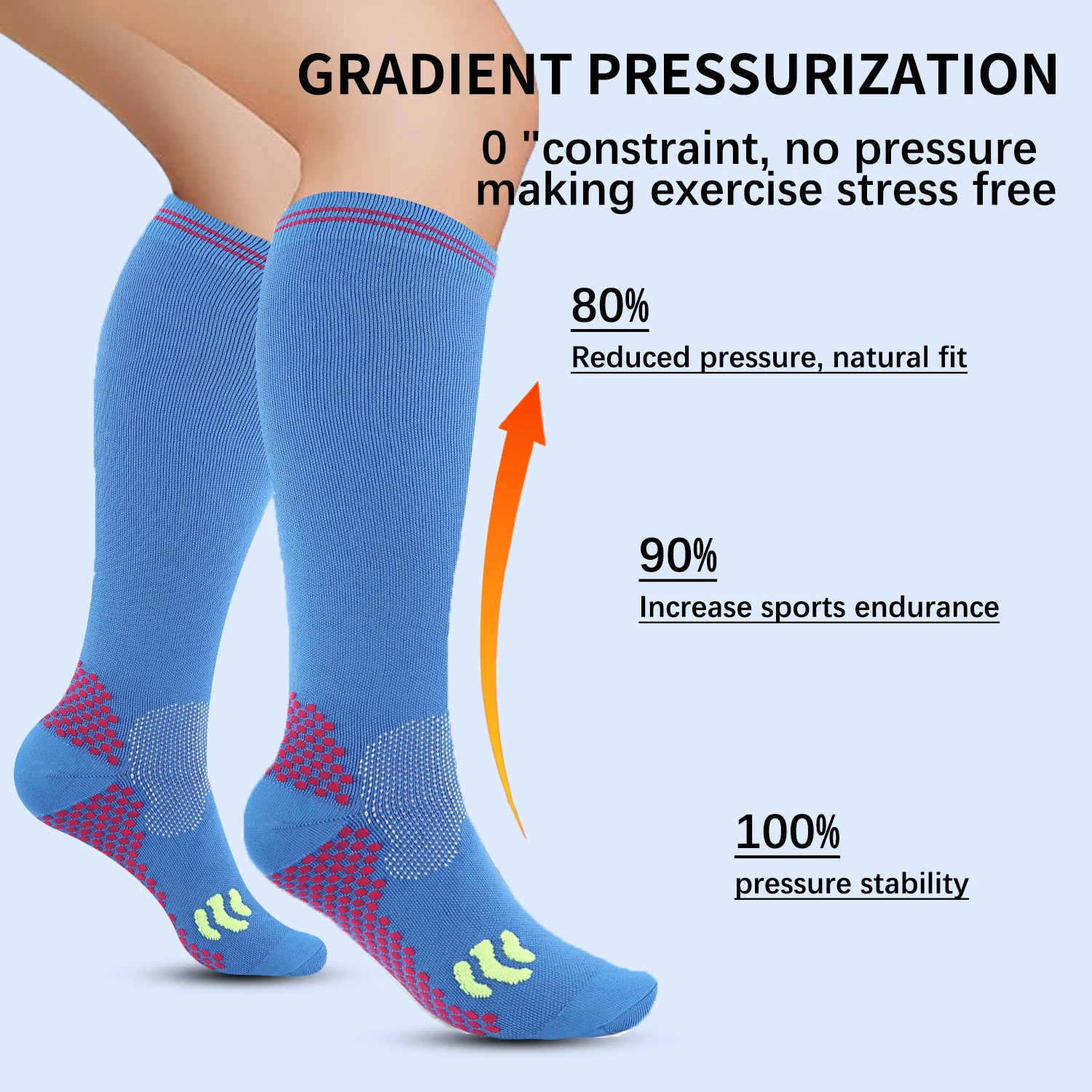 Chaussettes de sport de compression élastiques, anti-fatigue, pour football, course à pied, vélo, canadisme, varices, œdèmes