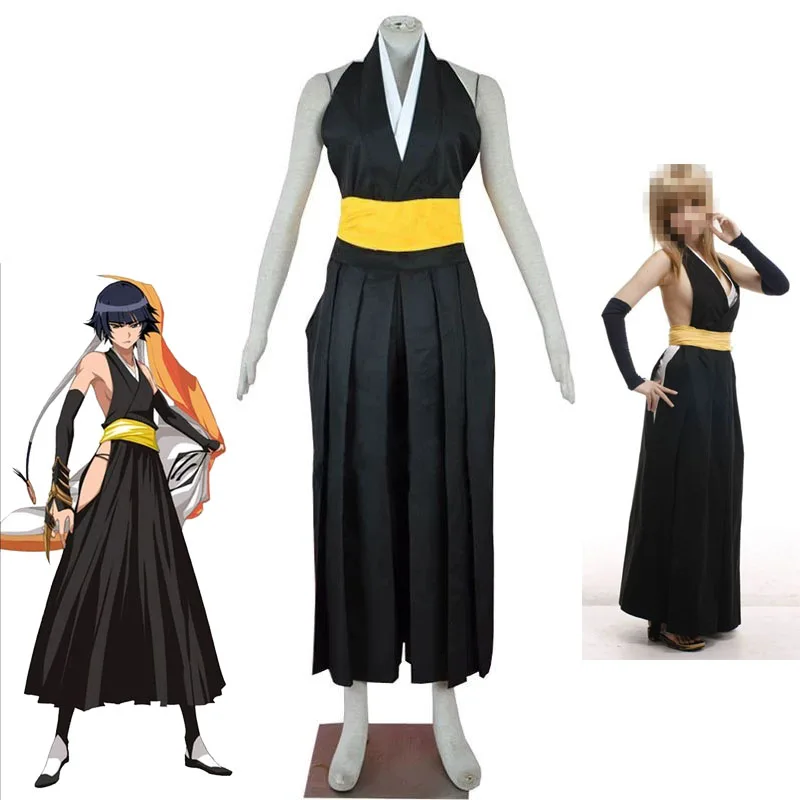 

Аниме Soi Fon Косплей Костюм Gotei 13 Omnitsukido Punishment Force Soi Fon's Кимоно Наборы Боевая Одежда Хэллоуин Платье