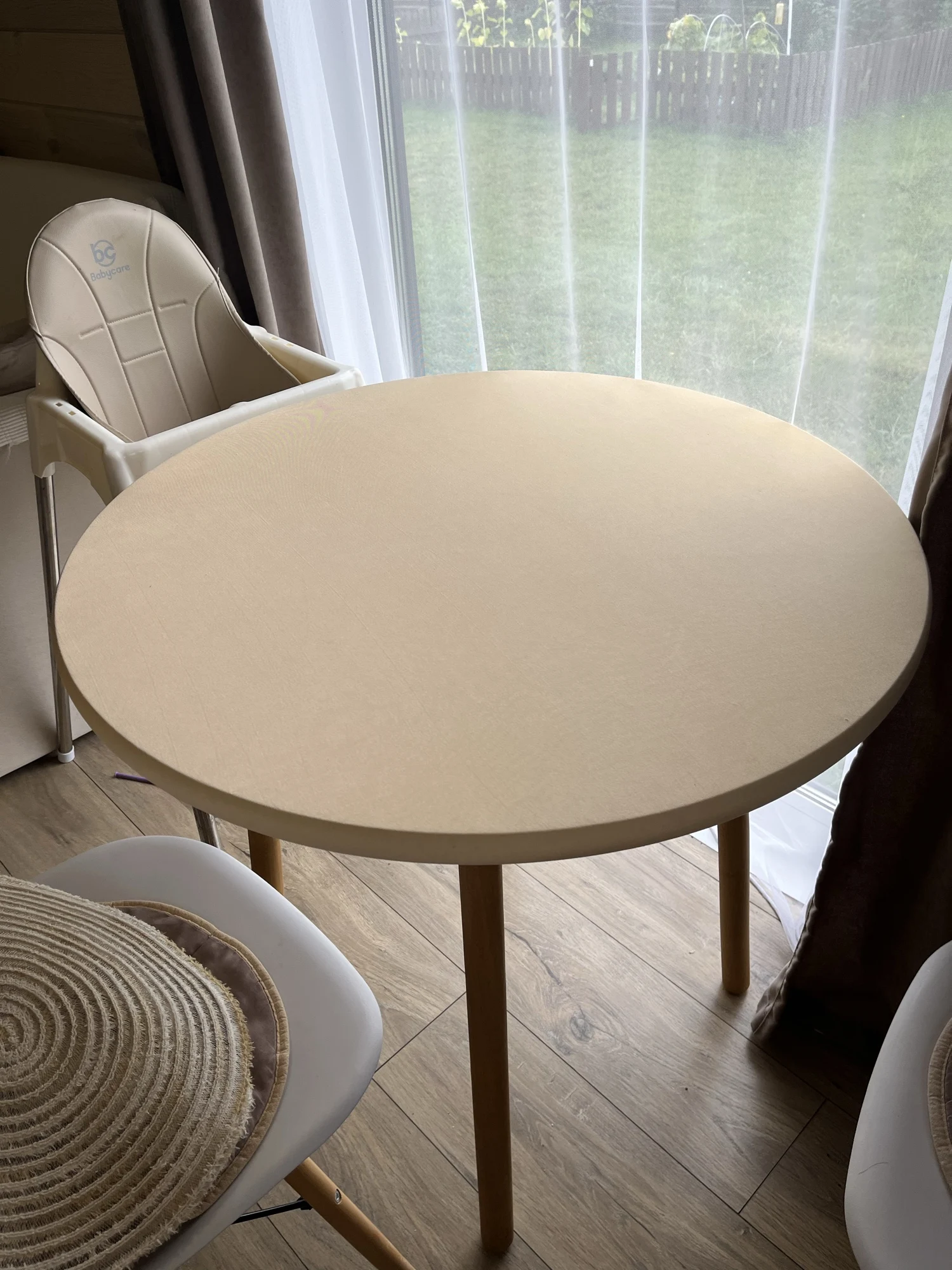 Round Fitted Table Covers, Spandex Round Tablecloths with Elastic, Non-Slip Dining Circle Table Cloths for Kitchen Dining Party photo review