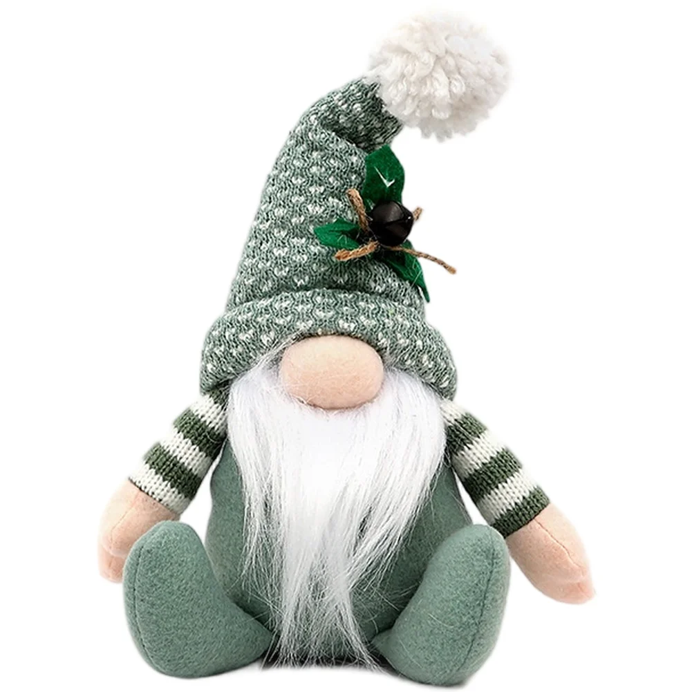 

new year toys soft Christmas Ornament with Knitted Hat Sitting Position for Home Display Creating Warm Holiday Atmosphere