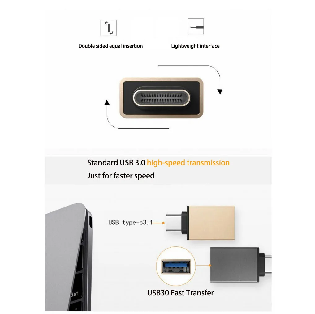 Cltgxdd 1Piece Metal Tpye-c To USB3.0 Adapter Type-c To USB OTG Adapter Suitable For Tablet Hard Drive/ Flash Drive/ USB Mouse