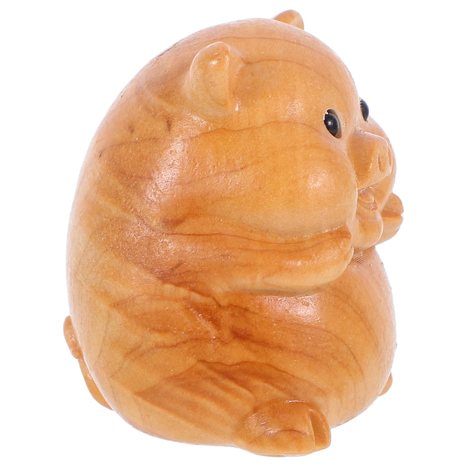 

Handcarved Wooden Pig Sculpture Mini Piggy Rustic Desktop Ornament Wood Carving Animal Decor for Home Office Desk Accent