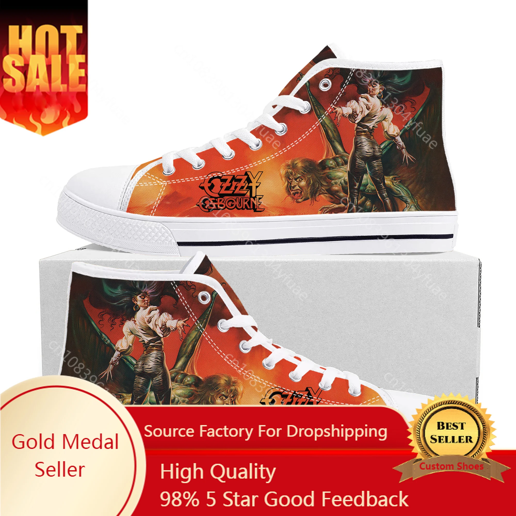 Ozzy Rock Singer Osbourne High Top High Quality Sneakers Mens Womens Teenager Canvas Sneaker Casual Couple Shoes Custom Shoes