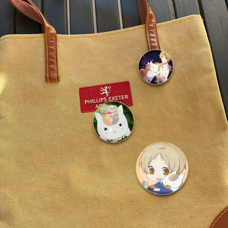 32/44/58MM Anime Natsume\'s Book of Friends Handmade Lapel Pins Round Soft Button Pin Creative Brooch Hat Jewelry Gifts