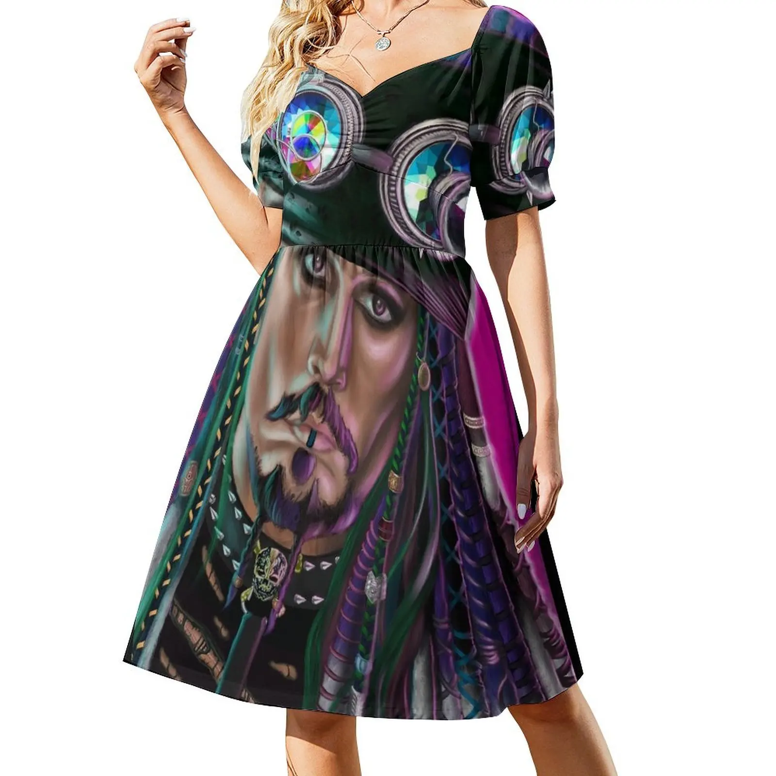 

Steampunk Captain Jack Sparrow Short-Sleeved Dress women's elegant loose dresses women's fashion dresses Female dress