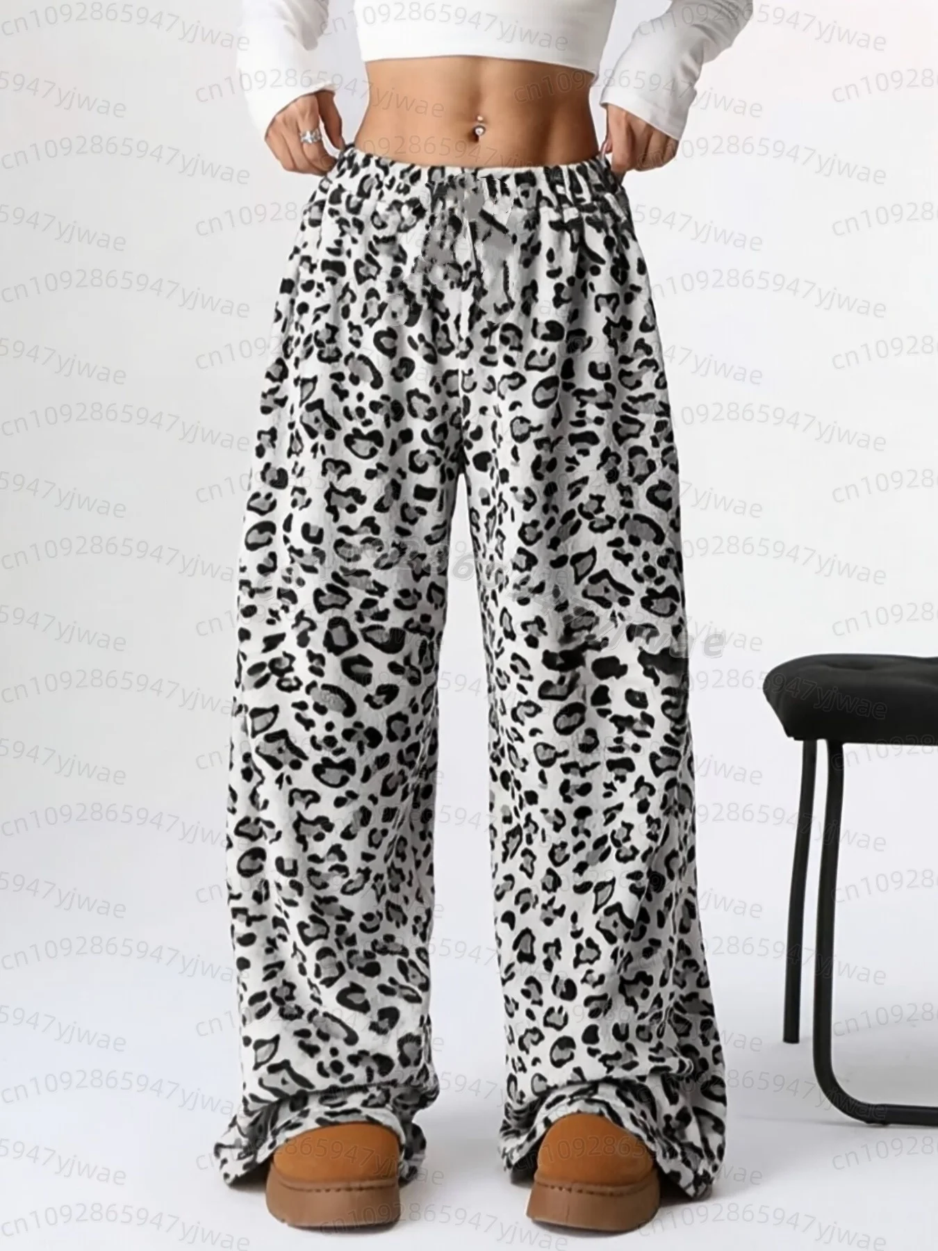 2026 Winter Damen Camouflage Leopardenmuster Plüsch Pyjamahose Weiche Hose Niedliche Damen Casual Home Anime Cartoon Pyjamahose – Detail 12
