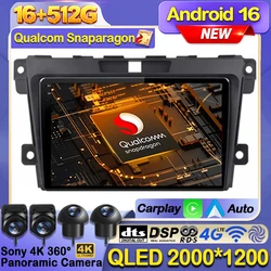 Android 16 Car Radio For MAZDA CX-7 CX7 CX 7 2007 2008 2009 2010 2011 - 2014 GPS Navigation Multimedia Video Player 4G WIFI QLED