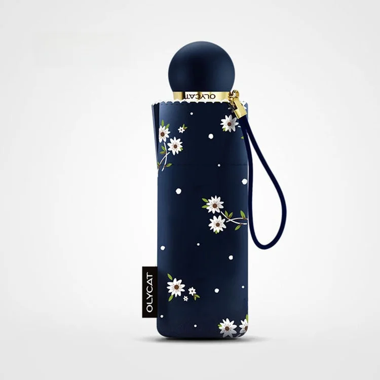 

Ультралегкий складной зонт от солнца и дождя с цветочным узором для женщин, черный, с УФ-защитой, пятисложный, для повседневного использования дома