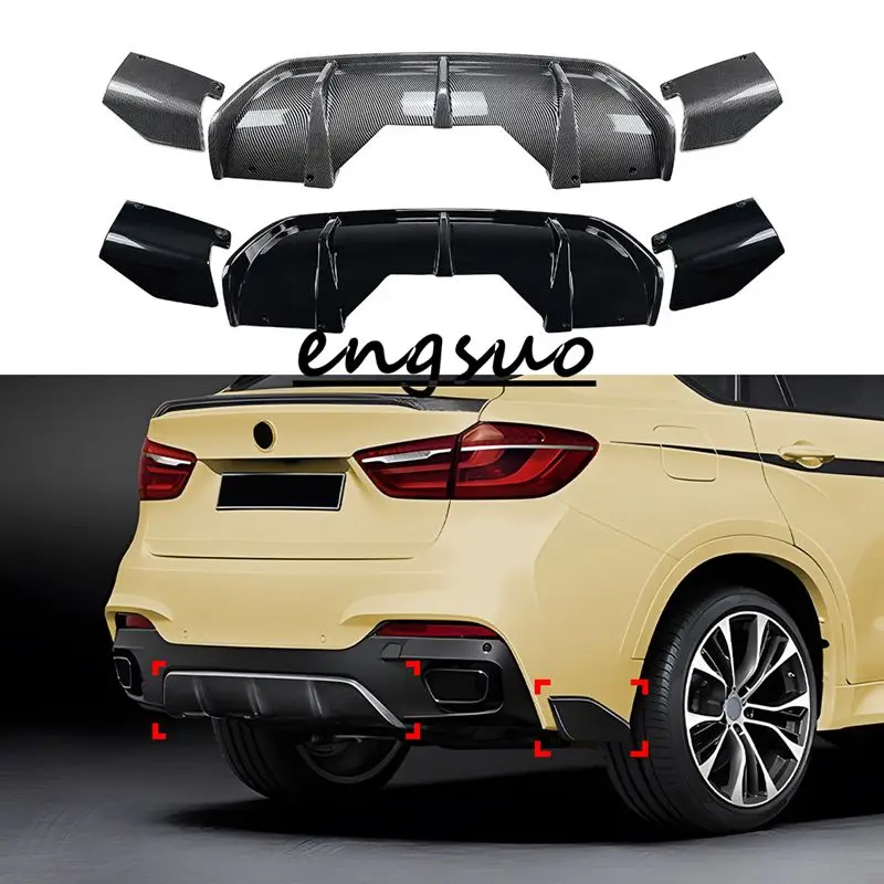 

For BMW X6 F16 M Sport 2014-2019 MP REAR SIDE Under SPLITTERS SPOILERS guard protector Glossy black STREET PRO REAR DIFFUSER