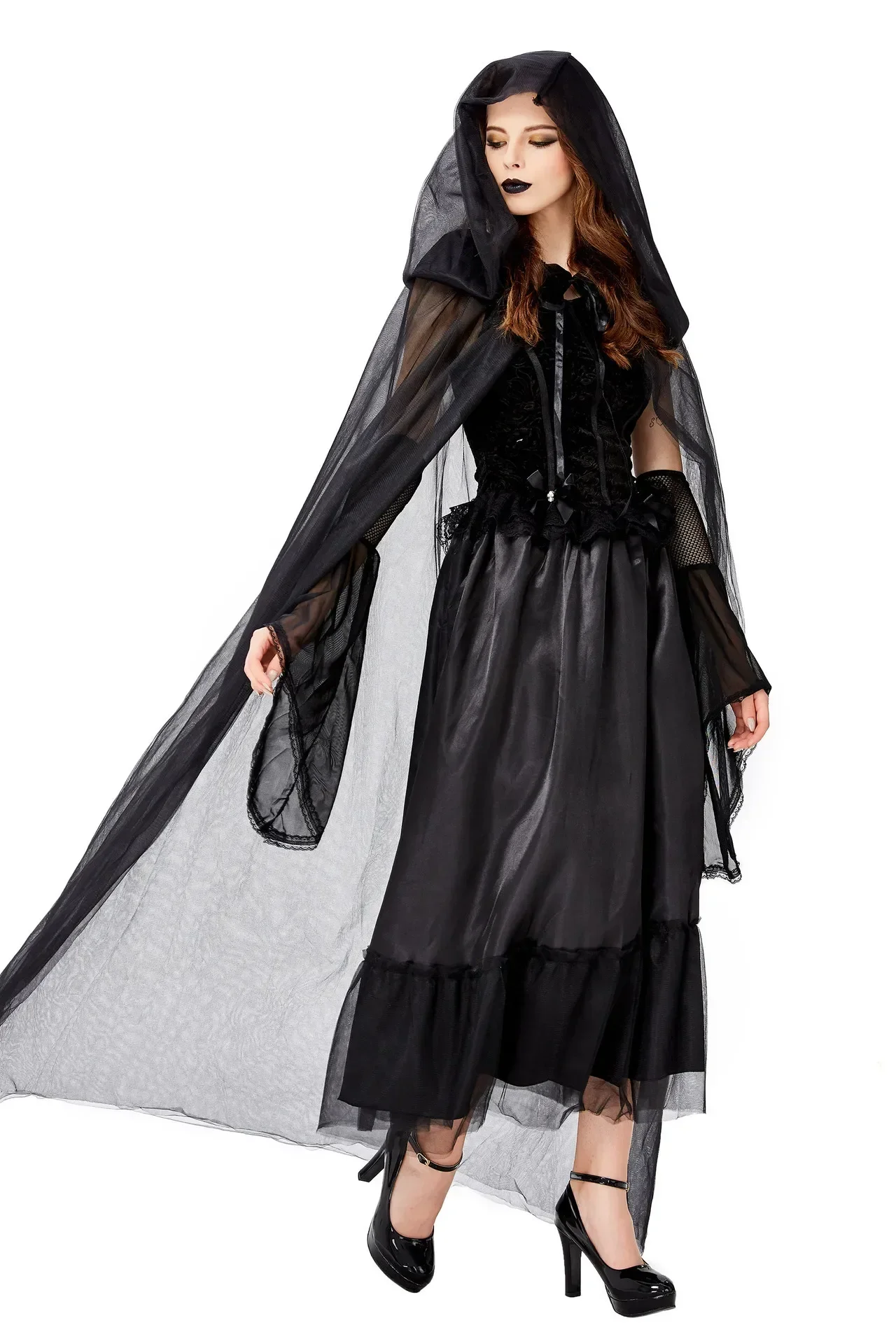 Nuovo Halloween Fantasmi per adulti Vestito da strega Demone Vampiro Costume Abito scuro Diavolo Fantasma Sposa Costumi Abiti spaventosi