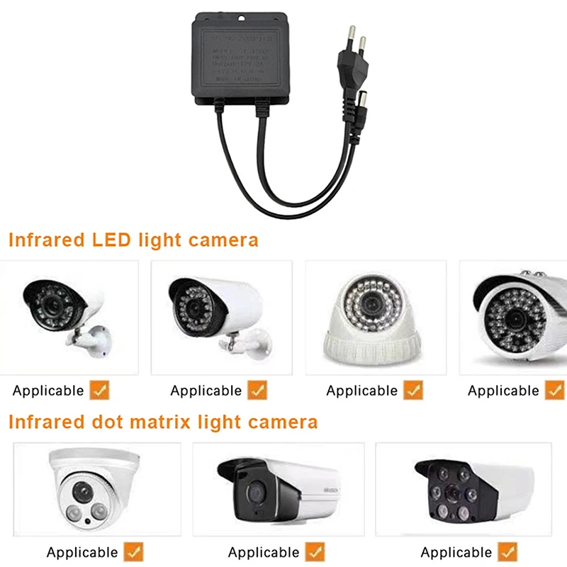 1Pcs EU/US Plug DC12V 2A Waterproof Power Adapter- AC100V-240V CCTV Security Camera Charger For AHD NVR DVR Surveillance Devices