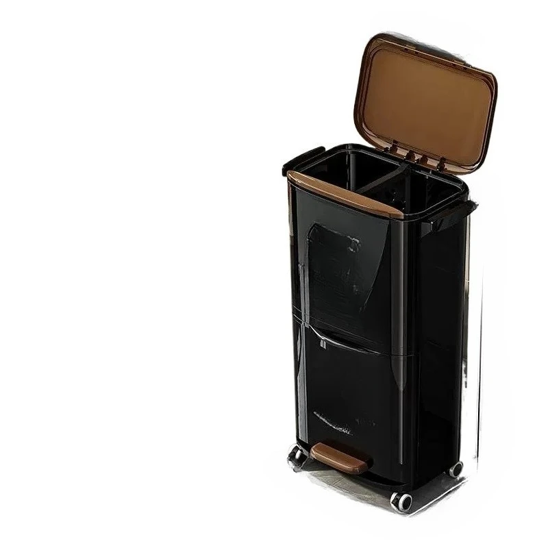 Hands-Free Waste Bin, Premium Kitchen Trash Can,Dual-Compartment Garbage Container, Odor-Proof Recycling Bin