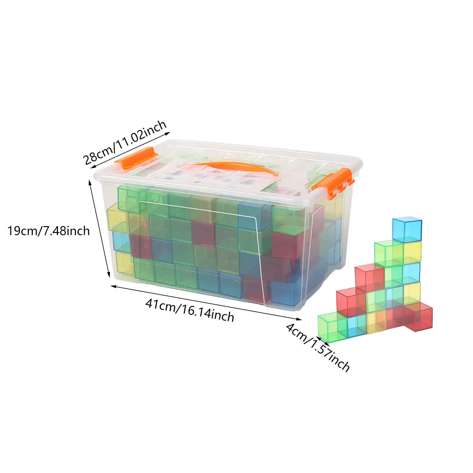 Cubi trasparenti Gioco impilabile Apprendimento Giocattoli educativi Blocchi di conteggio Blocchi di matematica Quadrati (144 pezzi)