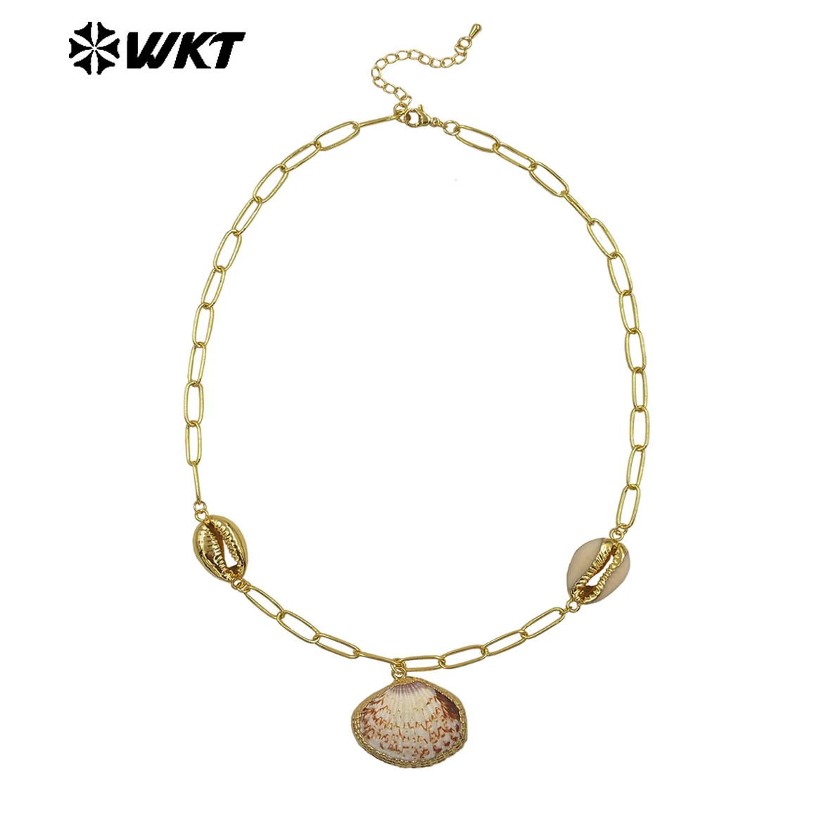 

WT-JN318 новый дизайн, простое ожерелье из натуральной ракушки 18 дюймов с покрытием из настоящего золота для девочек, подарки на годовщину