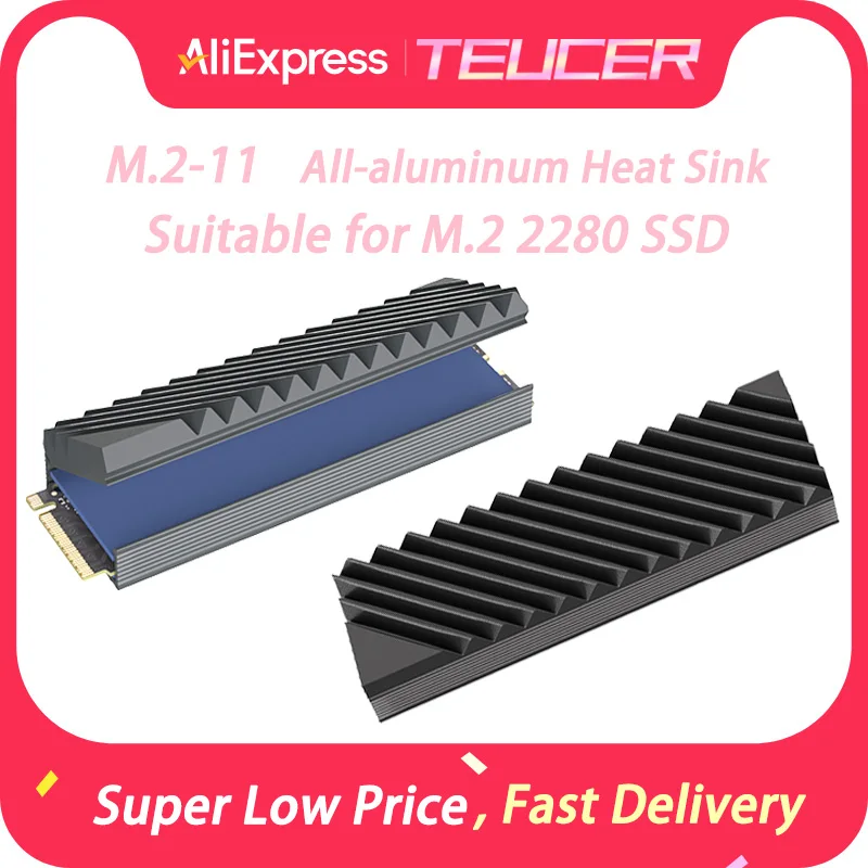 

TUECER M.2-11 M.2 2280 SSD, полностью алюминиевый радиатор, двойная тепловая трубка из чистой меди с силиконовой термопрокладкой, радиатор, аксессуары для ПК