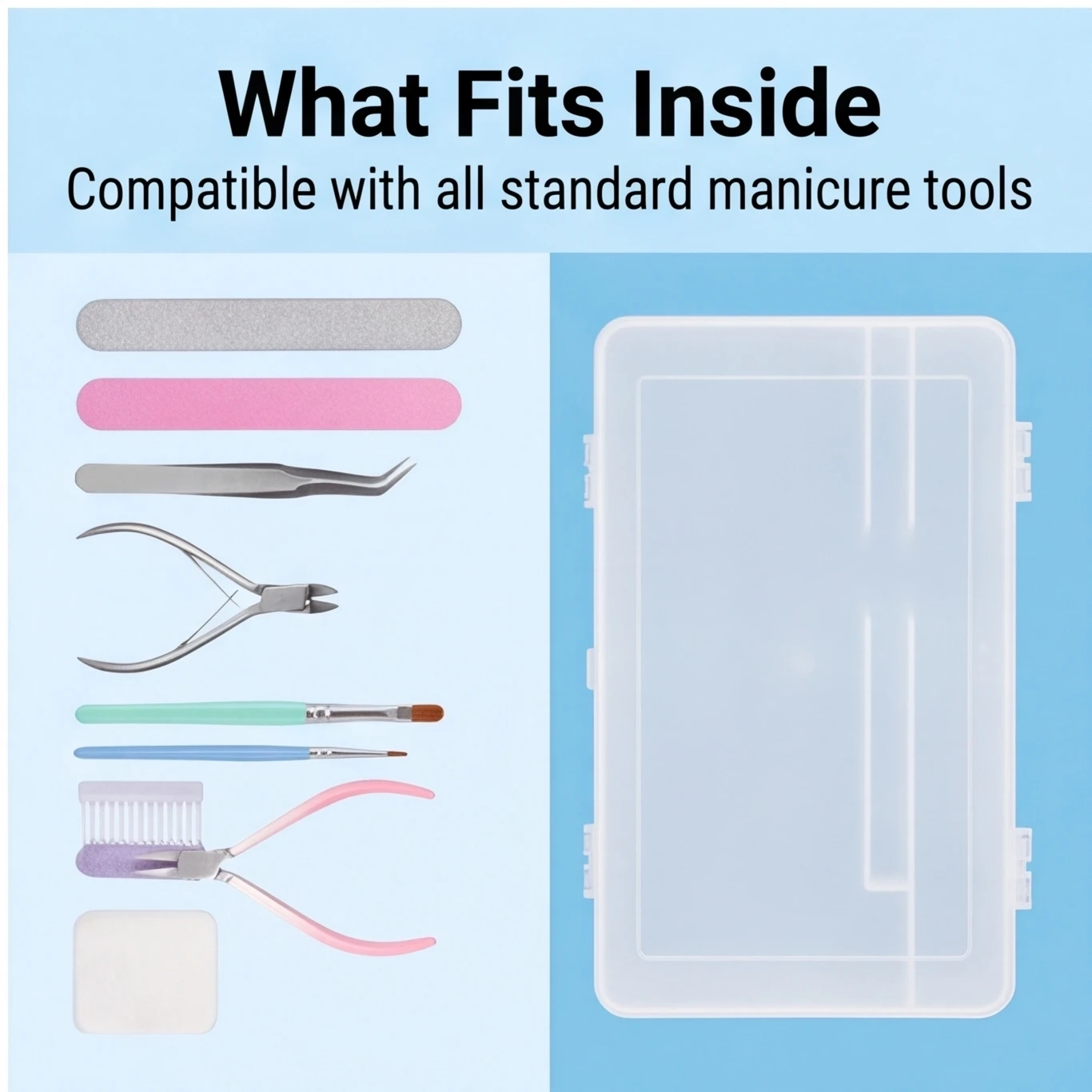 Dual-Open 2-Tier Super Capacity Pp Storage Box for Nail Tools Gel Polish Empty Nail Art Organizer Brush File Manicure Container view 6