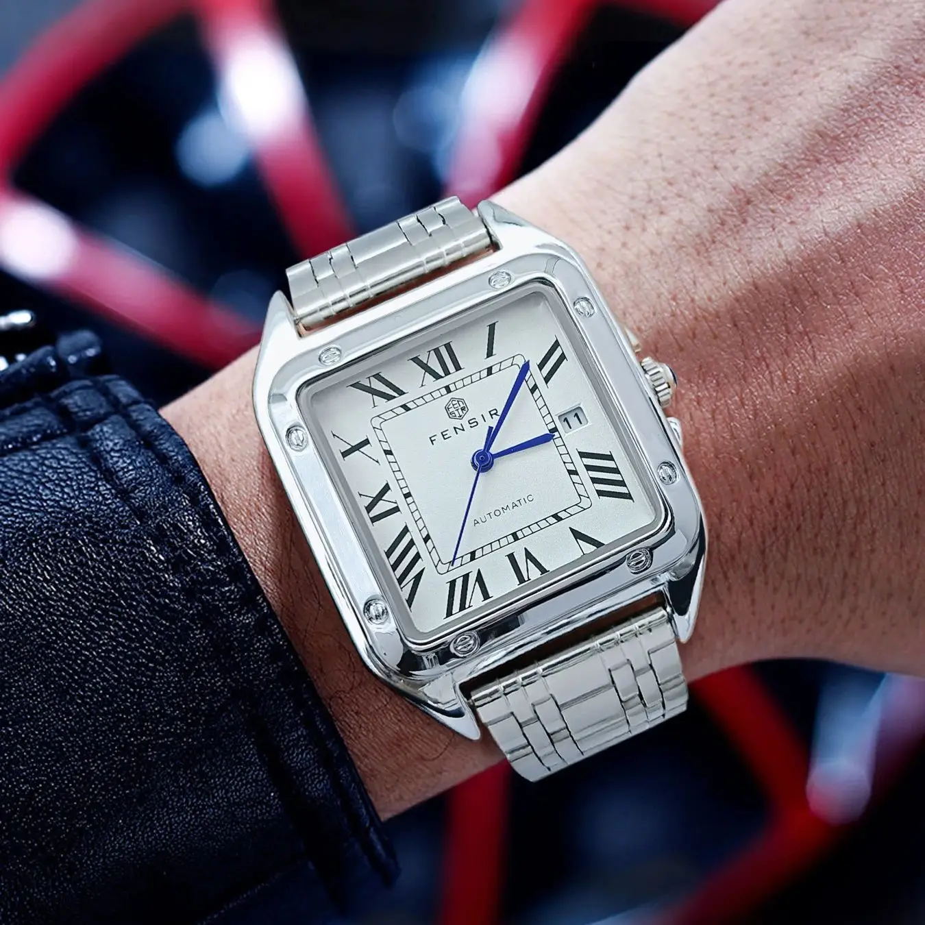 Luxury Watch for Men, Calendar Display, Stainless Steel Strap, High-End Luxury Small Square Men's Watch, Fashionable Business Casual Versatile Trendy Men's Wristwatch, the Best Gift for Him image 6