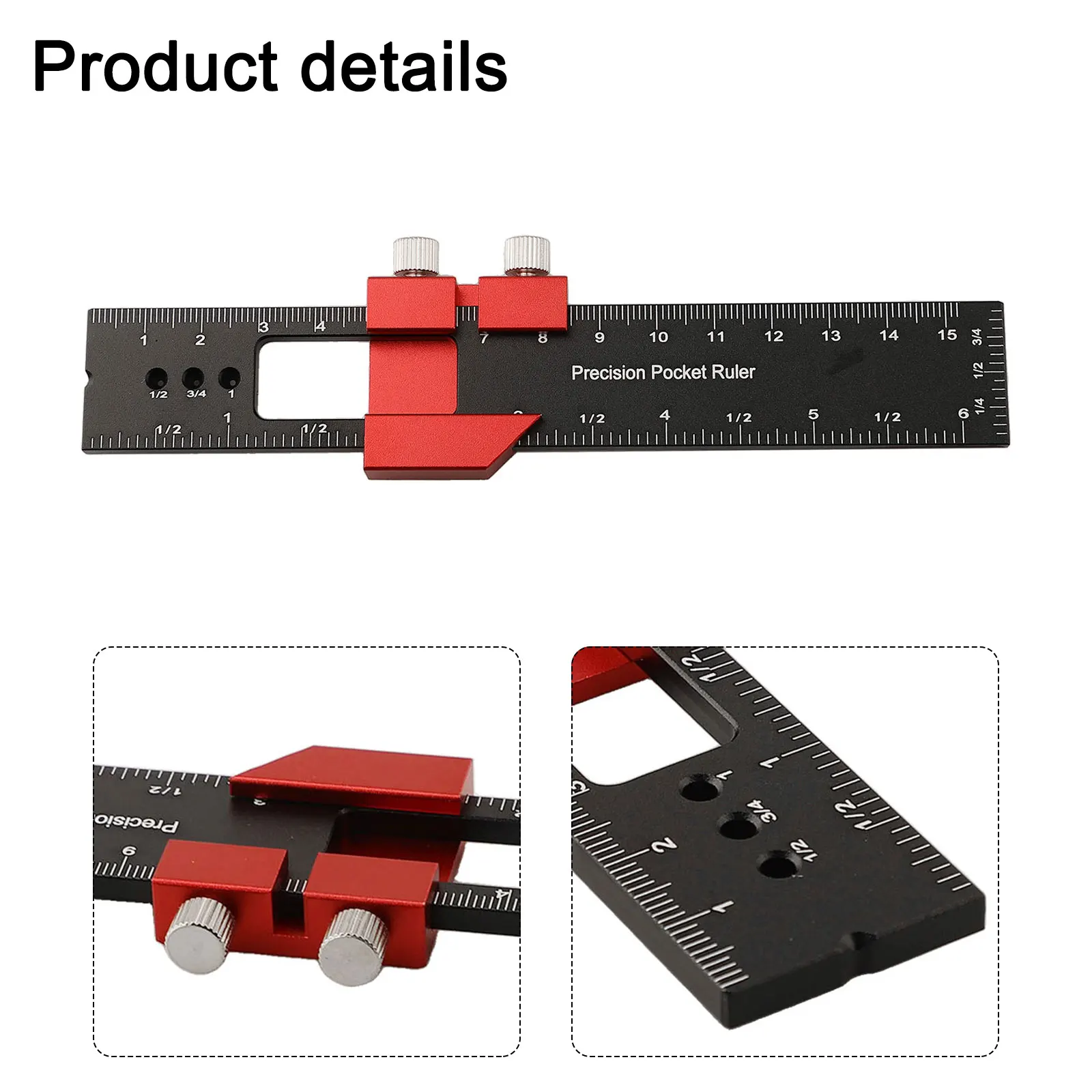 Aluminum Alloy Ruler Designed for Woodworking Applications with Slide Stop Functionality and Precision Angle Measurement