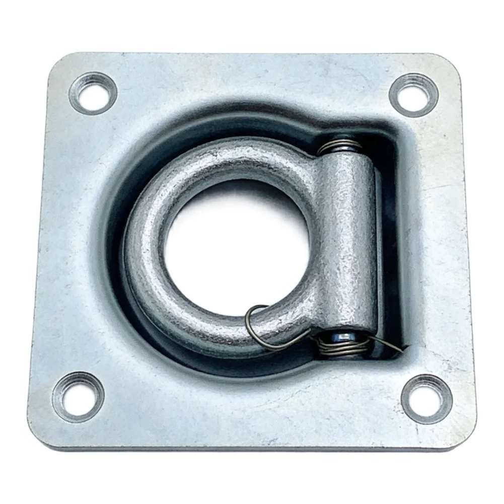 D Ring Floor Anchor for Van Interior and Trailer Applications with Stainless Steel Composition and Spring Release