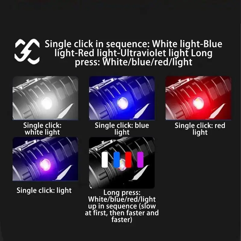 Small LED Flashlight Pocket Flashlights Waterproof High Lumens Handheld Spotlight Super Bright Rechargeable Flash Light With 17